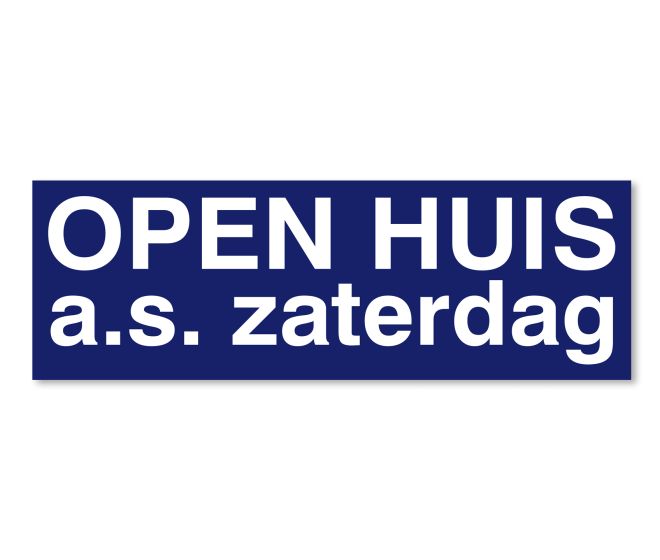 Sticker OPEN HUIS a.s. zaterdag - blauw