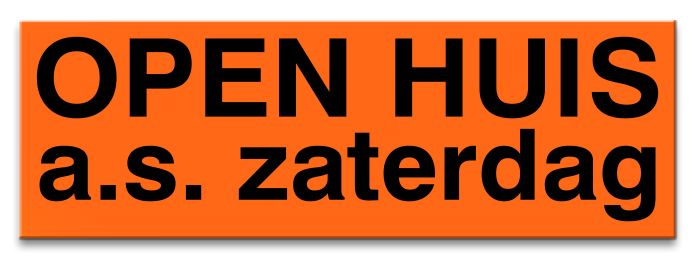 Sticker ultra removable OPEN HUIS zaterdag a.s. (oranje)