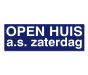 Sticker OPEN HUIS a.s. zaterdag - blauw